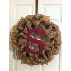 Natural and Pasley Print Burlap Wreaths-Personalized   360851230229